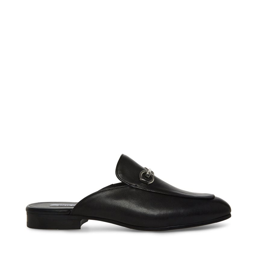 Black Steve Madden Mateo Leather Men\'s Mules | PH 9637MWX